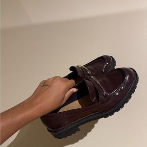 Burgundy Loafers with Buckle Detail